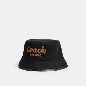 Coach 1941 Embroidered Denim Bucket Hat Hoeden Dames Zwart | GE6374251