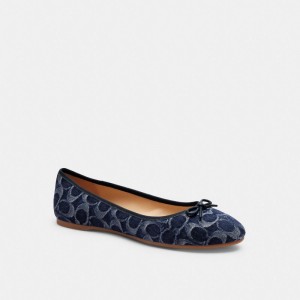 Coach Abigail Flat In Signature Denim Platte Schoenen Dames Blauw | TB6954017