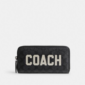 Coach Accordion Wallet In Signature Canvas With Graphic Grote Portefeuille Heren Grijs Gekleurd | GR