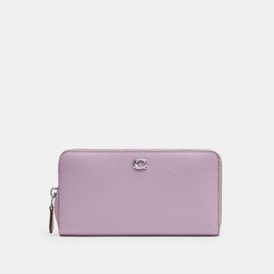 Coach Accordion Zip Wallet Grote Portefeuille Dames Zilver Paars | QJ2963401