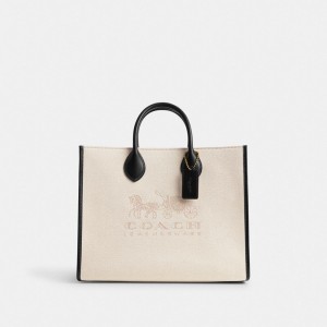 Coach Ace Tote 35 Tote Tassen Dames Lichtblauw Grijs Zwart | HE7058961