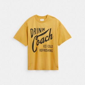 Coach Americana T Shirt Topjes Heren Geel | DU2697085