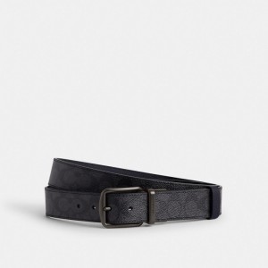 Coach Boxed Harness And Signature Buckle Cut To Size Reversible Belt, 38 Mm Riemen Heren Grijs Donke