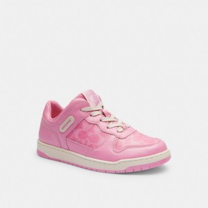 Coach C201 Low Top Sneaker In Signature Canvas Sneakers Dames Roze | HD9612308