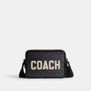 Coach Charter Crossbody Bag 24 In Signature Canvas With Graphic Crossbodytassen Heren Grijs Gekleurd