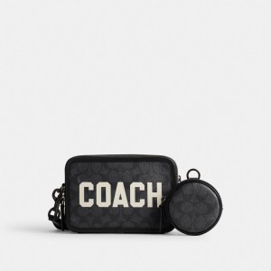 Coach Charter Crossbody In Signature Canvas With Graphic Crossbodytassen Heren Grijs Gekleurd | AF68