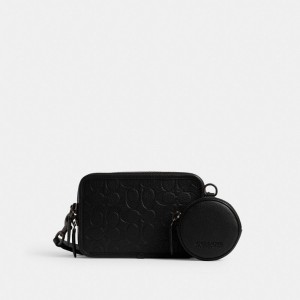 Coach Charter Crossbody With Hybrid Pouch In Signature Leather Crossbodytassen Heren Zwart | WN19267