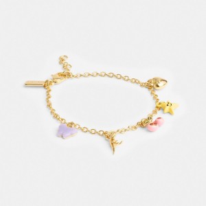 Coach Cherry And Heart Charm Bracelet Sieraden Dames Goud Gekleurd | JB8690241