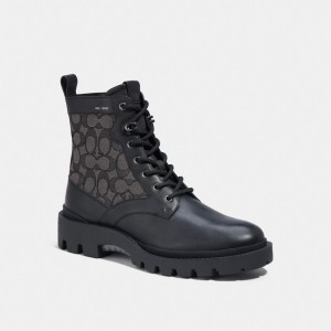 Coach Citysole Lace Up Boot In Signature Jacquard Laarzen Heren Zwart | DA6740195