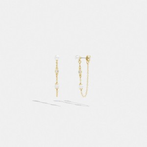 Coach Classic Pearl Chain Earrings Sieraden Dames Goud | LD8395672