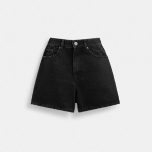 Coach Denim Shorts In Organic Cotton Broek Dames Zwart | ZC1694038