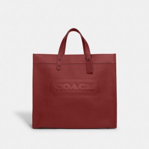 Coach Field Tote Bag 40 With Badge Tote Tassen Heren Rood | GQ3509186