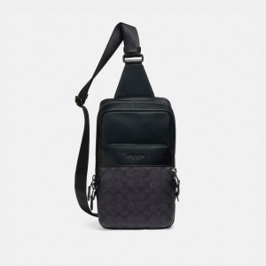 Coach Gotham Pack In Signature Canvas Rugzakken Heren Zwart Koper Grijs Zwart | GC3278645