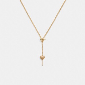 Coach Heart Lollipop Lariat Necklace Sieraden Dames Goud | RB9317048