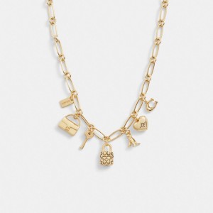 Coach Iconic Charm Chain Necklace Sieraden Dames Goud | RH9317624