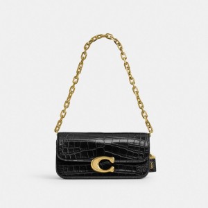 Coach Idol Bag 23 In Alligator Schoudertassen Dames Zwart | IE9463758