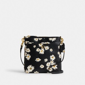 Coach Kitt Messenger Crossbody Bag With Floral Print Crossbodytassen Dames Zwart Gekleurd | LJ849260