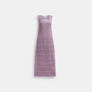 Coach Lace Knit Dress Jurk Dames Paars | RM1087354