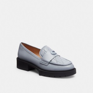 Coach Leah Loafer With Quilting Platte Schoenen Dames Grijs Blauw | HA3024157