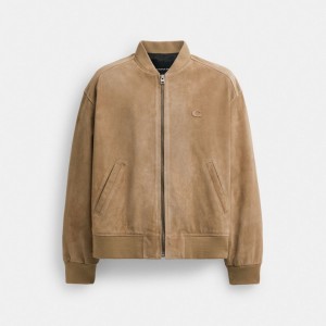 Coach Lightweight Suede Jacket Jassen Heren Beige | YG2379086
