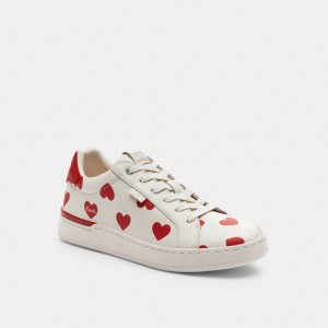 Coach Lowline Low Top Sneaker With Valentine's Print Sneakers Dames Rood | LI6485372