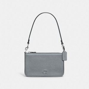 Coach Pouch Bag With Signature Canvas Zak Heren Grijs Blauw | FK1392460