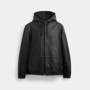 Coach Reversible Leather Jacket In Recycled Polyester Jassen Heren Zwart | QO3028194