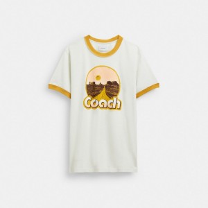 Coach Roadside Ringer T Shirt Topjes Heren Wit | BL6852970