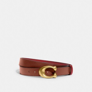 Coach Sculpted C Buckle Cut To Size Reversible Belt, 32 Mm Riemen Dames Rood | RE0152739