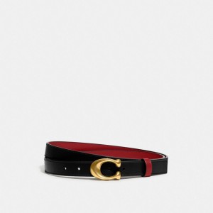 Coach Sculpted C Buckle Cut To Size Reversible Belt, 25 Mm Riemen Dames Zwart Rood | ZD1936452