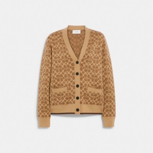 Coach Signature Cardigan Topjes Dames Bruin | TC1605392