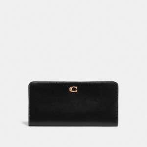 Coach Skinny Wallet Grote Portefeuille Dames Zwart | DQ6821395