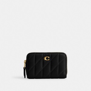 Coach Small Zip Around Card Case With Pillow Quilting Kaartenhoes Dames Zwart | NC7084935
