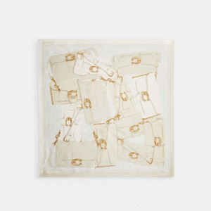 Coach Tabby Bag Print Silk Square Scarf Sjaal Dames Gekleurd | WP5701846