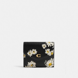 Coach Wyn Small Wallet With Floral Print Kleine Portefeuille Dames Zwart Gekleurd | OK5829734