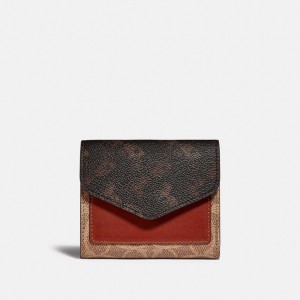 Coach Wyn Small Wallet With Horse And Carriage Print Kleine Portefeuille Dames Bruin Rood | WE938467