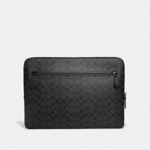 Coach Zip Around Laptop Case In Signature Canvas Reistas Heren Grijs | HL7543921